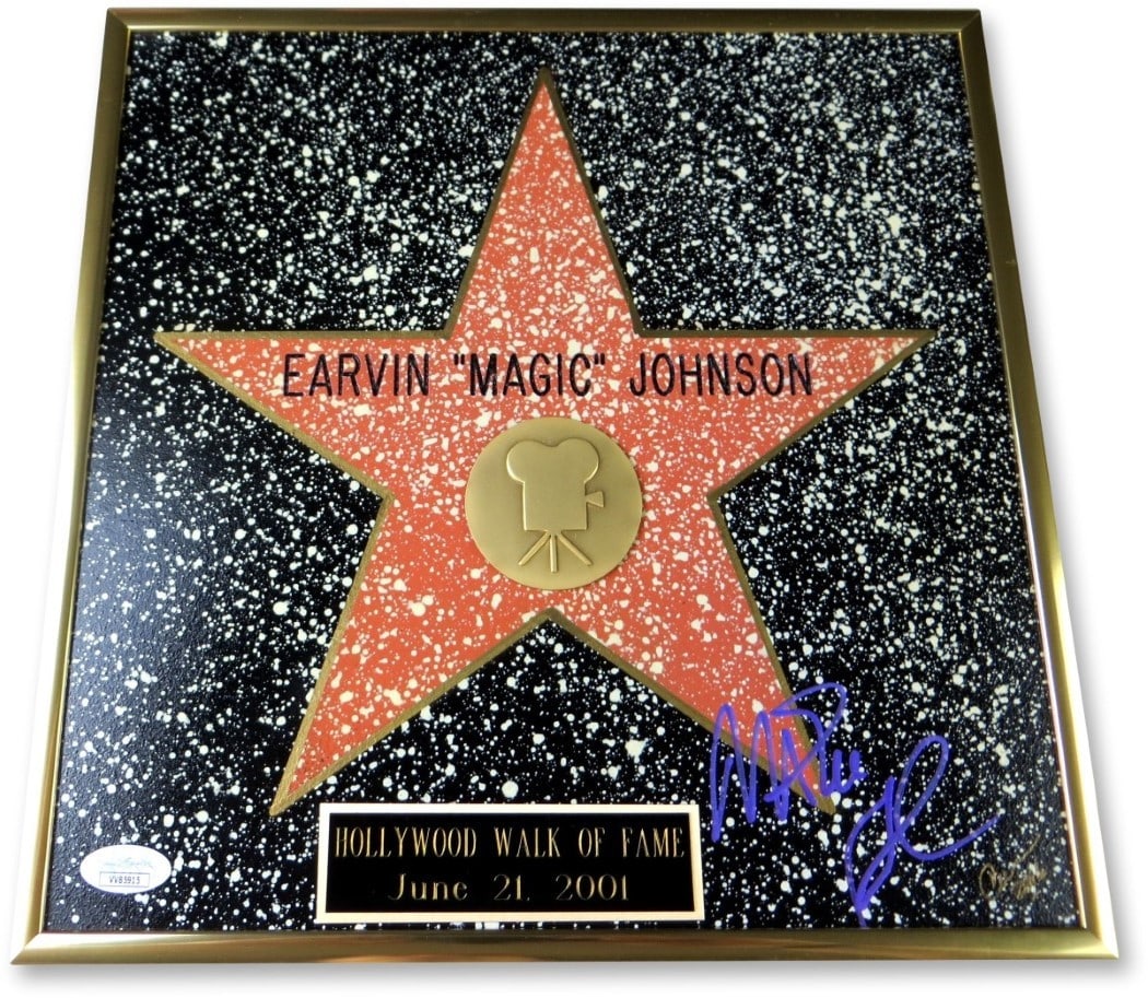 Framed 12x12 Hollywood Star Plaque Signed by Magic Johnson JSA Authenticated (1 of 4)