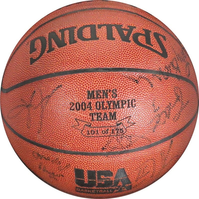 2004 USA Olympic Team Signed Basketball #101/175 LeBron James Tim Duncan JSA COA: 2004 USA Olympic Team Signed Basketball #101/175 LeBron James Tim Duncan JSA COA Commemorate the iconic 2004 USA Olympic Basketball Team with this Special Edition Spalding Basketball, numbered #101/17
