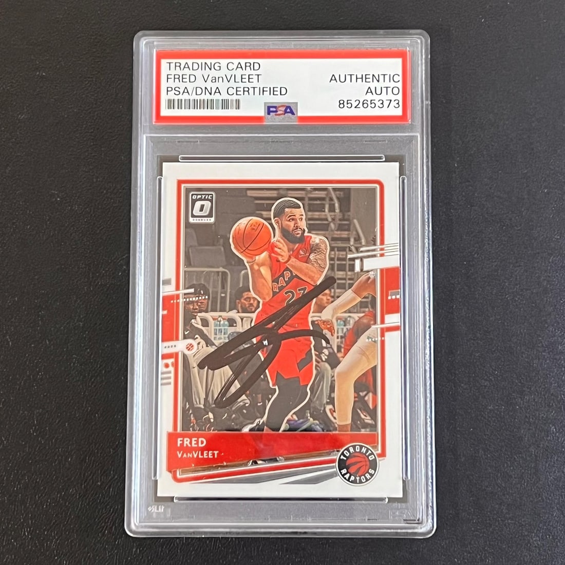 Fred VanVleet Signed 2020-21 Panini Donruss Optic #131 PSA/DNA Authenticated Card: Fred VanVleet Signed 2020-21 Panini Donruss Optic #131 PSA/DNA Authenticated Card For collectors and fans alike, this 2020-21 Panini Donruss Optic #131 card features a bold signature from Fred VanVlee