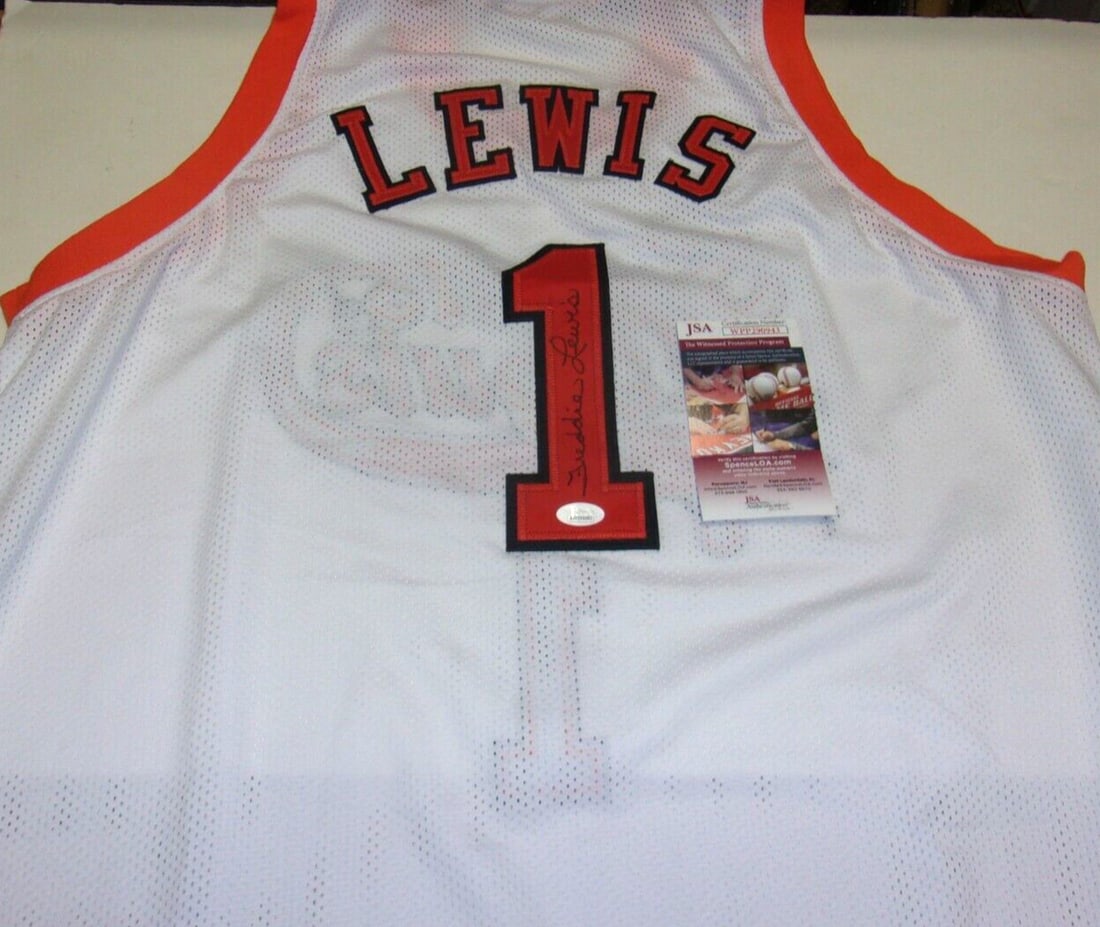 Freddie Lewis Signed NBA Jersey 3X ABA Champ 4X All-Star JSA/COA (1 of 2)