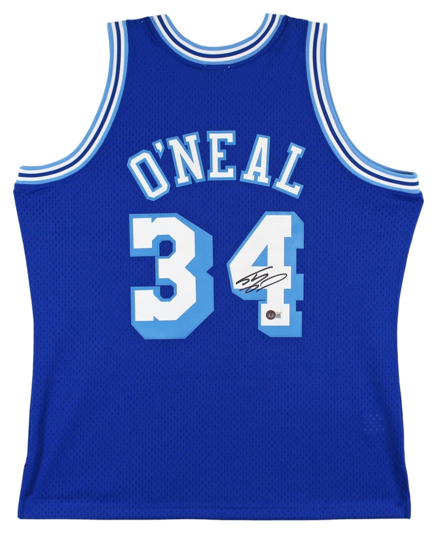 Shaquille O'Neal Signed Lakers Blue 1996-97 Jersey BAS Authenticated: Shaquille O'Neal Signed Lakers Blue 1996-97 Jersey BAS Authenticated Celebrate the legacy of Shaquille O'Neal with this authentic signed blue 1996-97 Throwback Mitchell & Ness Hardwood Classics jersey