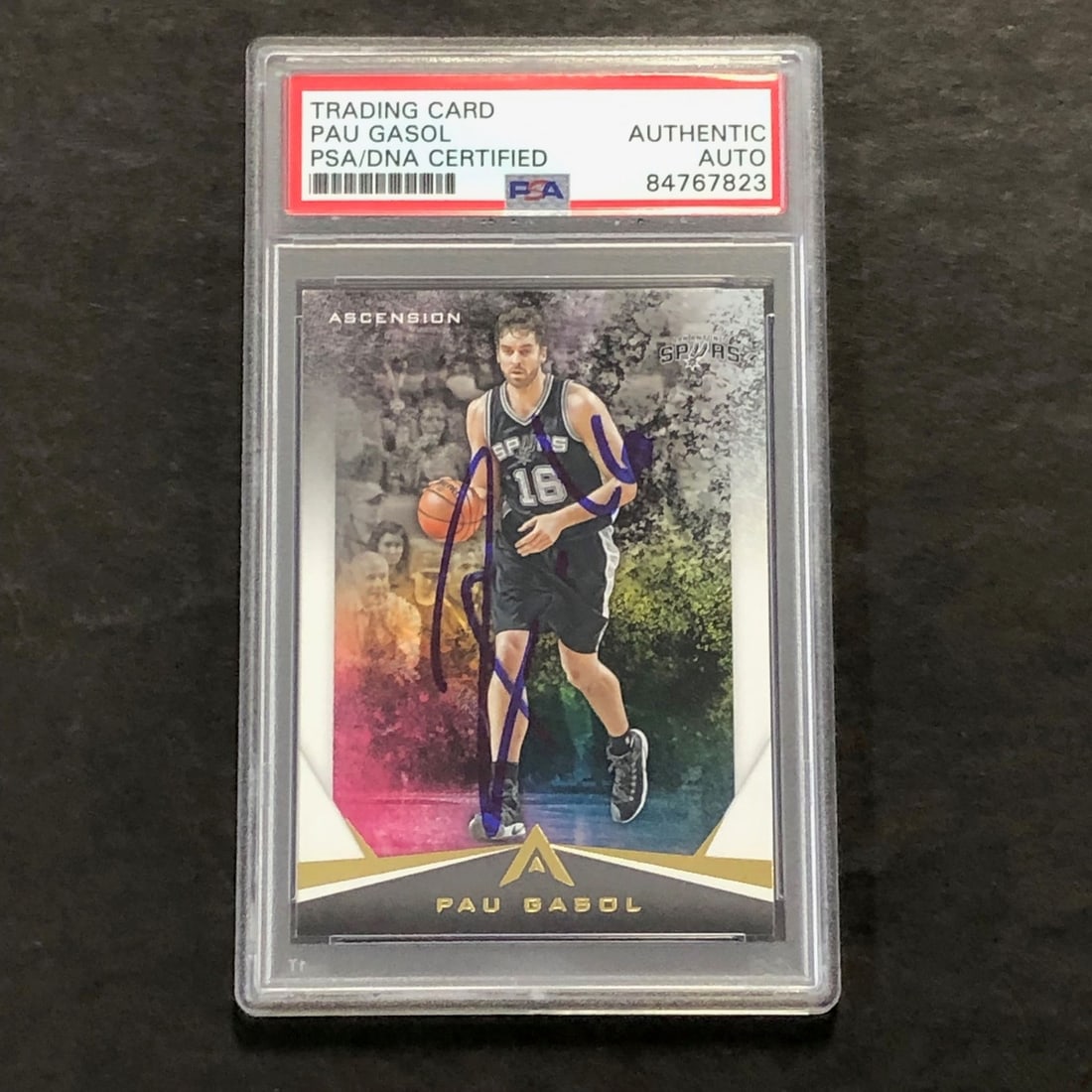 Pau Gasol 2016-17 Panini Ascension Signed Card PSA Slabbed Spurs (1 of 2)