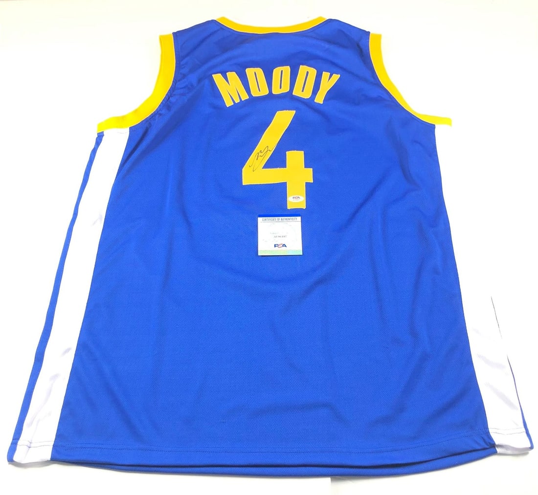 Moses Moody Autographed Jersey PSA/DNA Golden State Warriors Original: Moses Moody Autographed Jersey PSA/DNA Golden State Warriors Original This is a pre-owned stitched jersey autographed by Moses Moody, a player for the Golden State Warriors. The signature has been aut