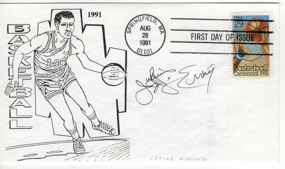 Julius Erving Signed First Day Cover 76ers JSA Authenticated: Julius Erving Signed First Day Cover 76ers JSA Authenticated This is an original First Day Cover featuring the legendary basketball player Julius Erving, also known as Dr. J. The cover is autographed 