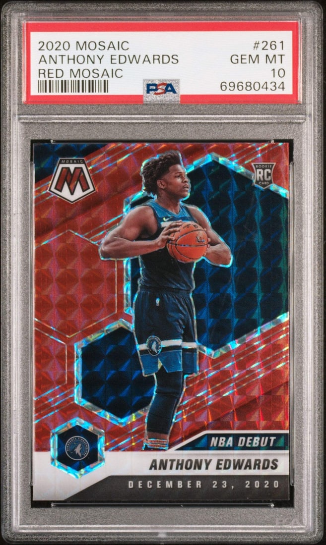 2020 Panini Mosaic Anthony Edwards #261 Red Mosaic PSA 10 NBA Card (1 of 2)