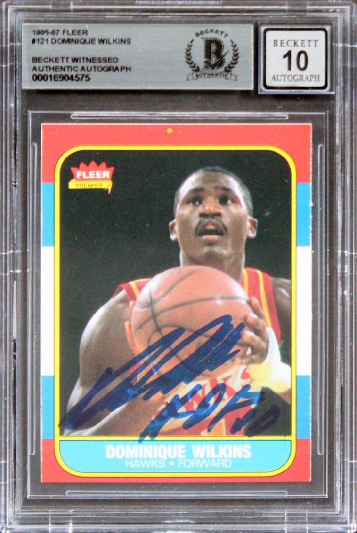 Dominique Wilkins 1986 Fleer #121 Rookie Card HOF 06 BAS Slab (1 of 2)