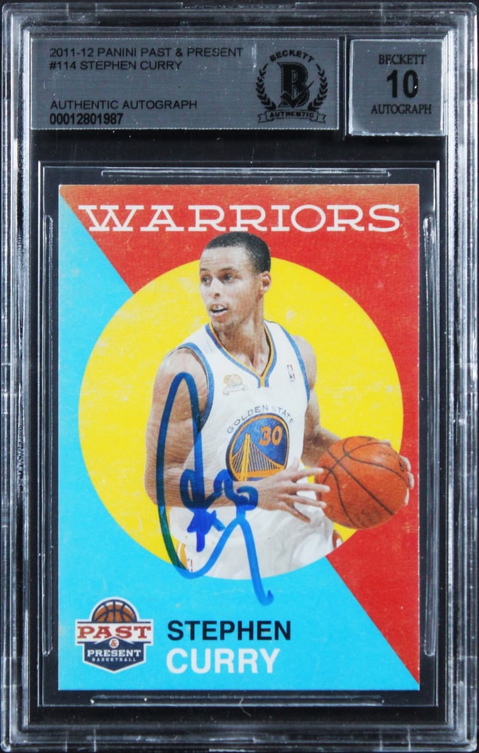 Stephen Curry autographed 2011 Panini Past Present #114 BAS slabbed: Stephen Curry autographed 2011 Panini Past Present #114 BAS slabbed This is an original 2011 Panini Past & Present #114 basketball card, personally signed by Stephen Curry of the Golden State Warriors