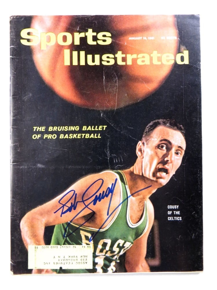 Bob Cousy Autographed Sports Illustrated Magazine 1961 Celtics JSA Authenticated: Bob Cousy Autographed Sports Illustrated Magazine 1961 Celtics JSA Authenticated This is an original 1961 Sports Illustrated magazine featuring Bob Cousy, a legendary player of the Boston Celtics. The