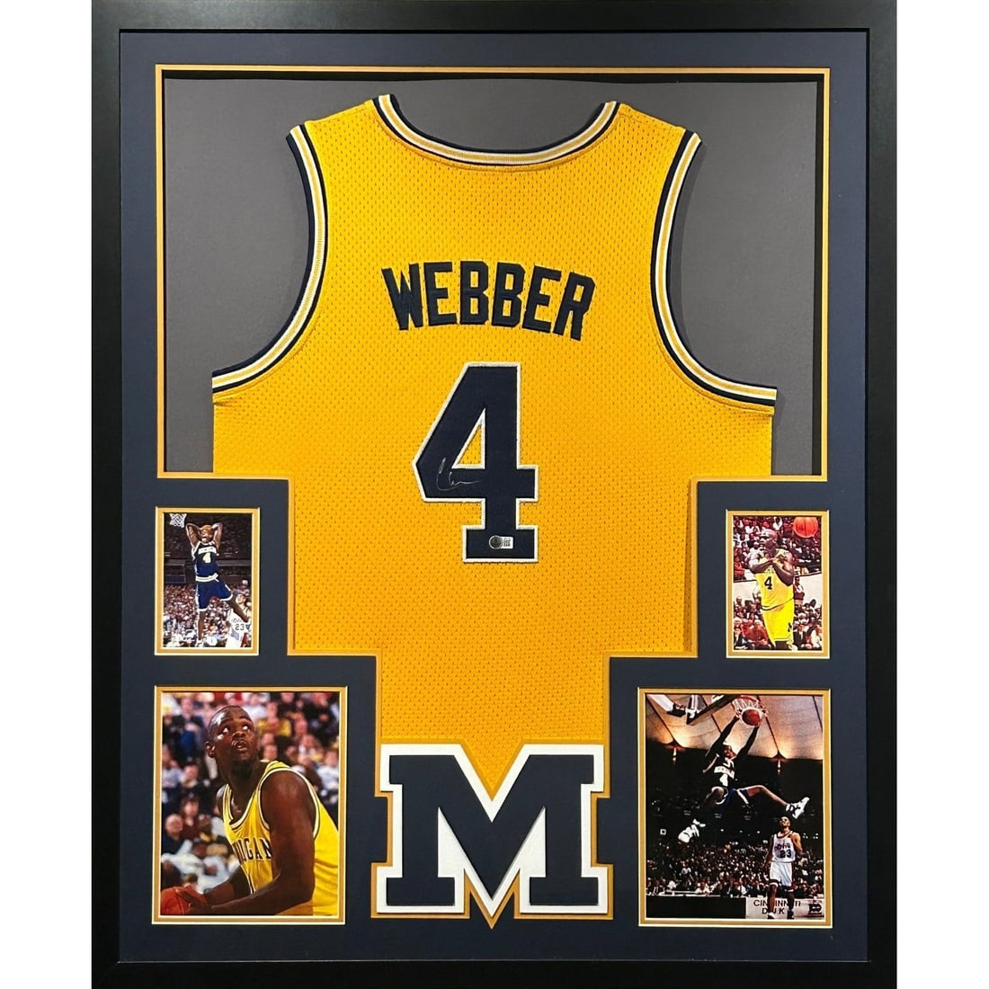 Chris Webber Autographed Framed Michigan Wolverines Jersey JSA Certified (1 of 2)