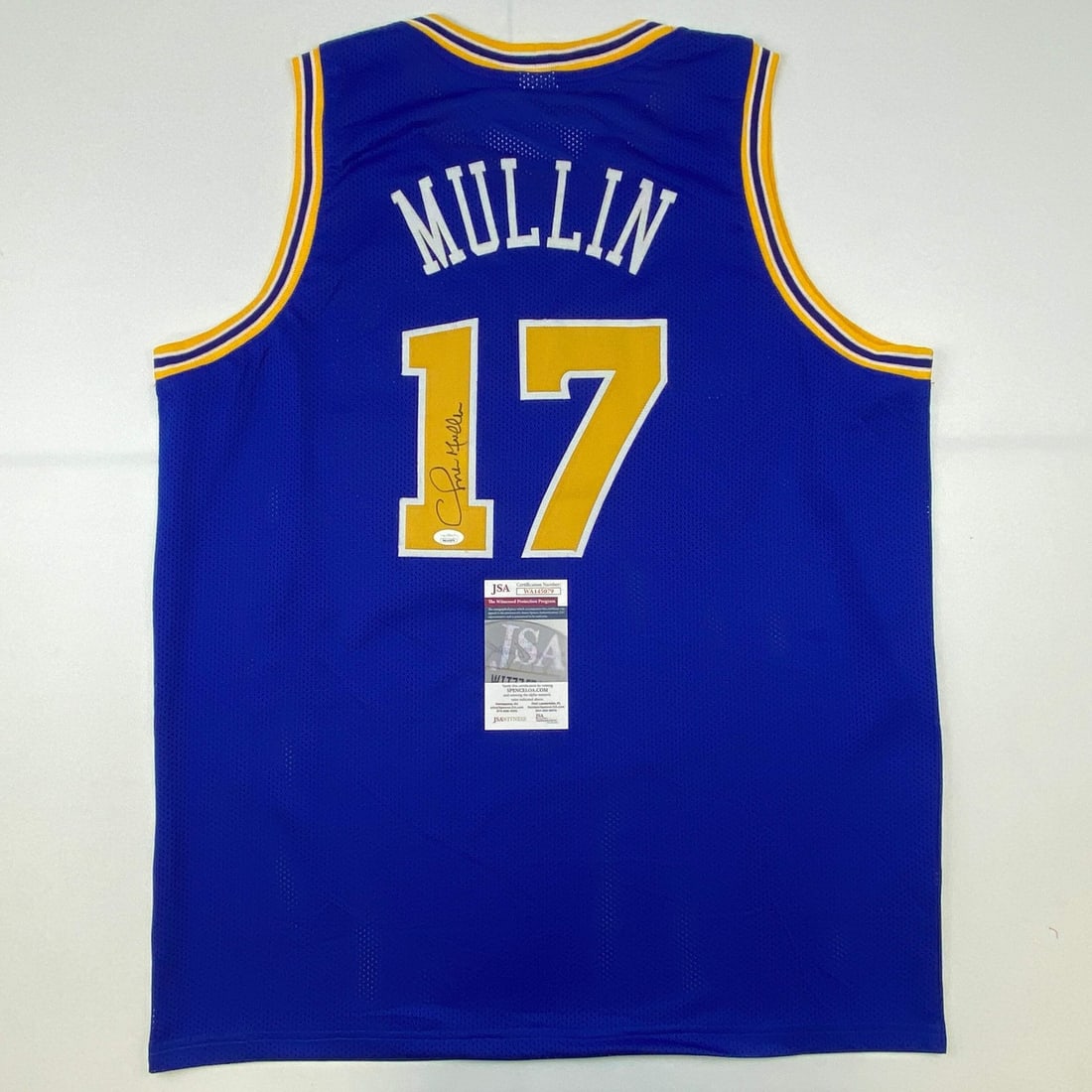 Chris Mullin Autographed Blue Jersey Golden State Warriors JSA COA Gem Mint (1 of 4)