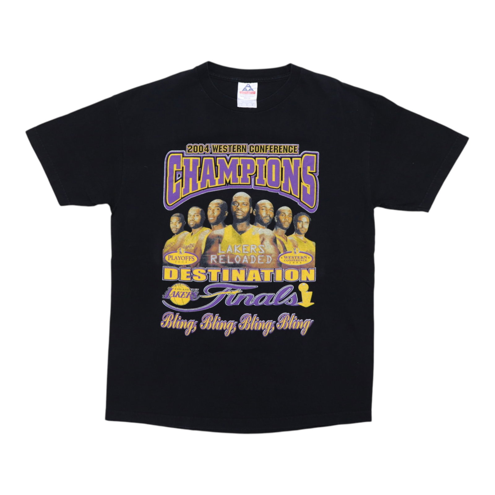 Vintage 2004 Lakers .4 Seconds Black Cotton T-Shirt Large: Vintage 2004 Lakers .4 Seconds Black Cotton T-Shirt Large This is an original vintage 2004 Los Angeles Lakers .4 Seconds shirt featuring front and back graphics. Made from 100% cotton in black, this s
