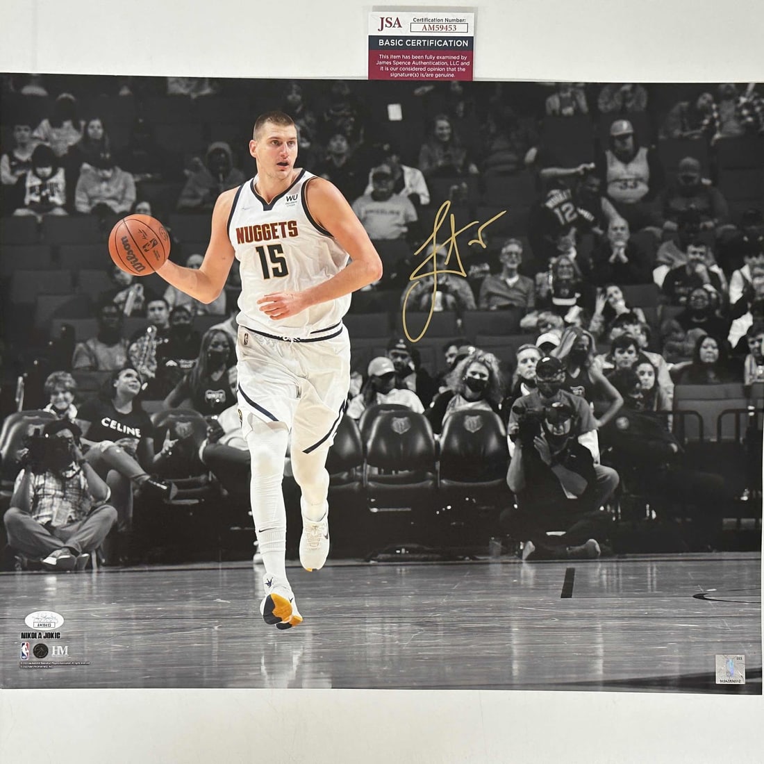 Autographed Nikola Jokic 16x20 Denver Nuggets Photo JSA Certified: Autographed Nikola Jokic 16x20 Denver Nuggets Photo JSA Certified This is an authentic autographed 16x20 basketball photo of Nikola Jokic, the star player for the Denver Nuggets. The autograph is veri