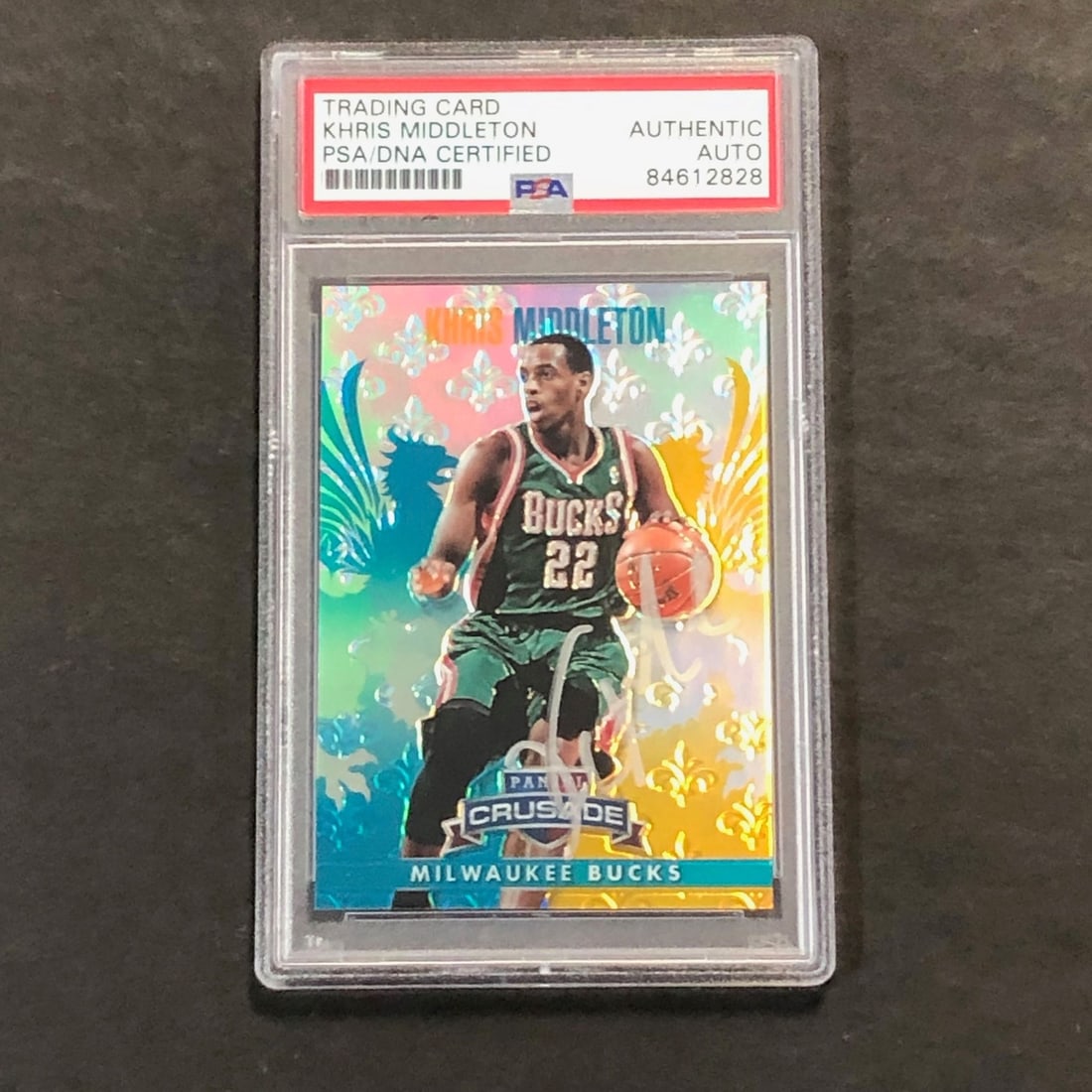 Khris Middleton autographed Panini Crusade #127 PSA DNA slabbed card (1 of 2)