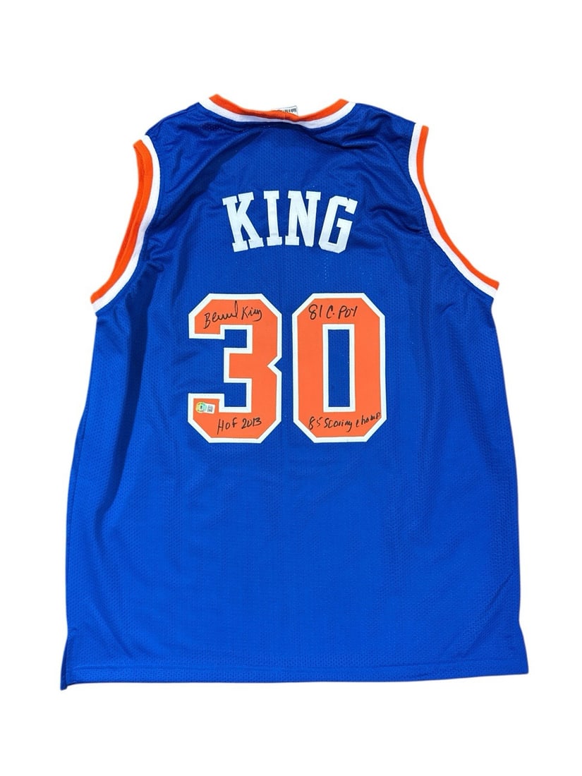 New York Knicks Bernard King autographed jersey BAS certified: New York Knicks Bernard King autographed jersey BAS certified This is a custom New York Knicks jersey signed by Bernard King. The autograph is authenticated by Beckett Authentication Services (BAS). T