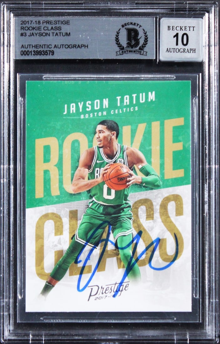 Jayson Tatum 2017 Prestige Rookie Card BAS Slabbed Boston Celtics Auto 10 (1 of 2)