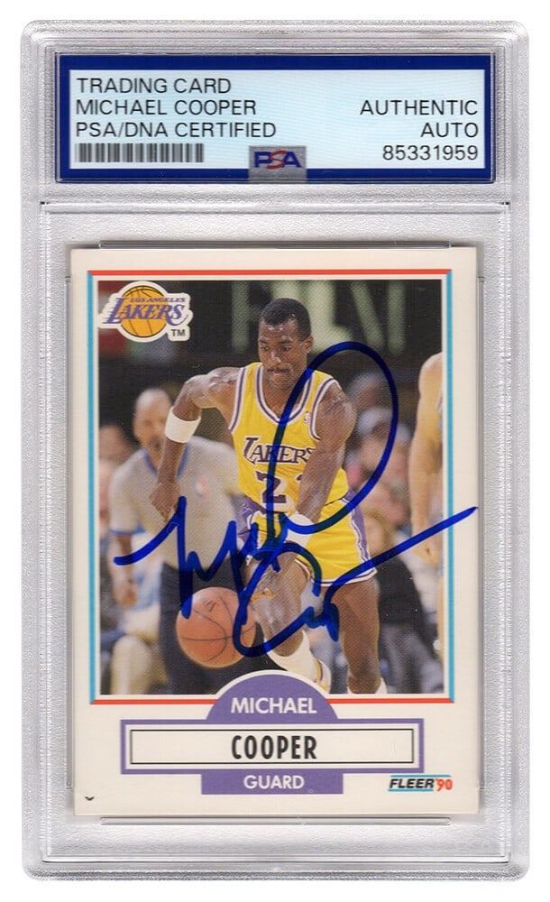 Michael Cooper Signed 1990-91 Fleer Lakers Card PSA Encapsulated (1 of 2)