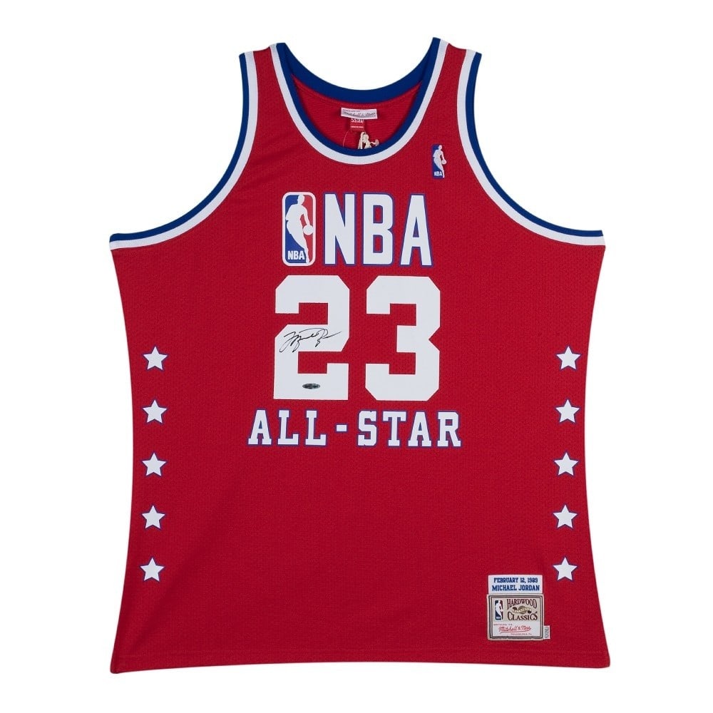 Michael Jordan 1989 All-Star Signed Jersey Mitchell & Ness Upper Deck: Michael Jordan 1989 All-Star Signed Jersey Mitchell & Ness Upper Deck Celebrate the legacy of basketball legend Michael Jordan with this signed 1989 red jersey from Mitchell & Ness, commemorating his 