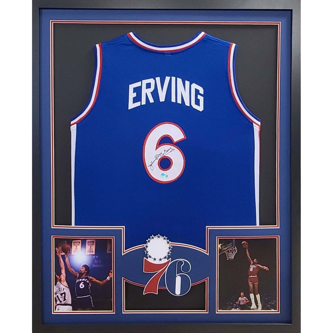 Julius Erving Signed Framed Jersey Philadelphia 76ers Beckett Authenticated: Julius Erving Signed Framed Jersey Philadelphia 76ers Beckett Authenticated This is an autographed framed jersey of Julius Erving, showcasing his legacy with the Philadelphia 76ers. Authenticated by B