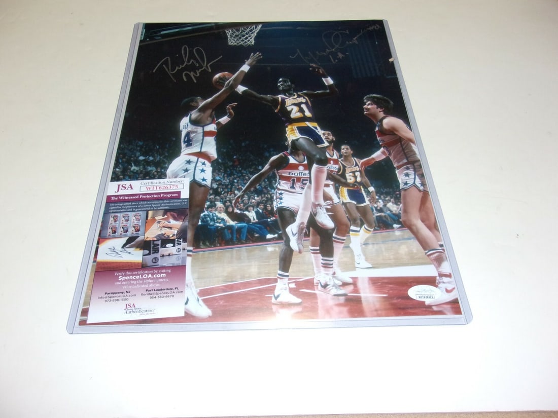 Signed 11x14 Basketball Photo Michael Cooper Rick Mahorn Lakers 76ers JSA COA (1 of 1)
