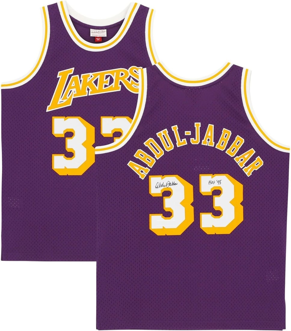 Kareem Abdul-Jabbar Signed Mitchell & Ness Lakers Jersey Fanatics Authentic: Kareem Abdul-Jabbar Signed Mitchell & Ness Lakers Jersey Fanatics Authentic Celebrate the legacy of basketball legend Kareem Abdul-Jabbar with this authentically signed Mitchell & Ness jersey. This or