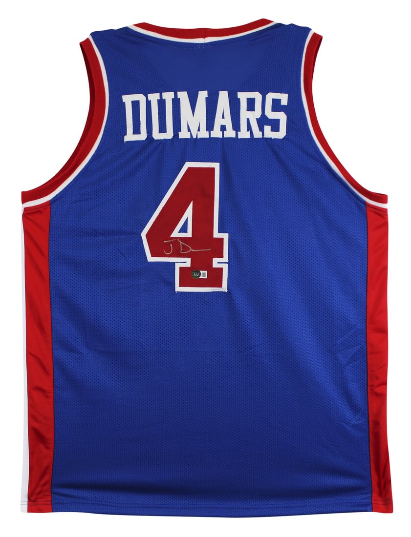 Joe Dumars Detroit Pistons signed blue pro style jersey BAS witnessed (1 of 3)