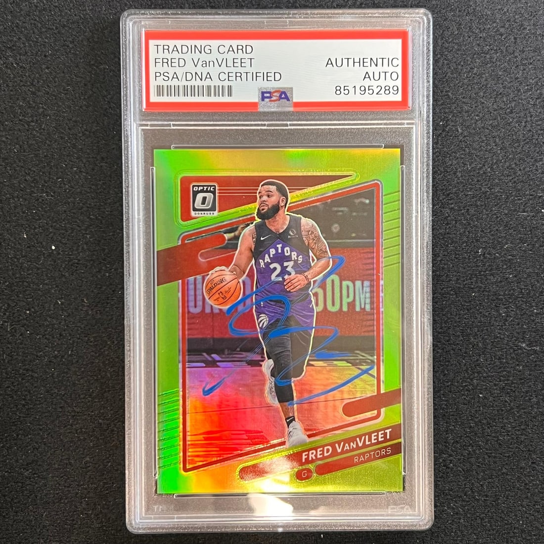 2021-22 Panini Donruss Optic #1 Fred VanVleet Signed Card PSA Authenticated: 2021-22 Panini Donruss Optic #1 Fred VanVleet Signed Card PSA Authenticated Presenting the 2021-22 Panini Donruss Optic #1 card signed by Fred VanVleet, a standout player for the Toronto Raptors. This