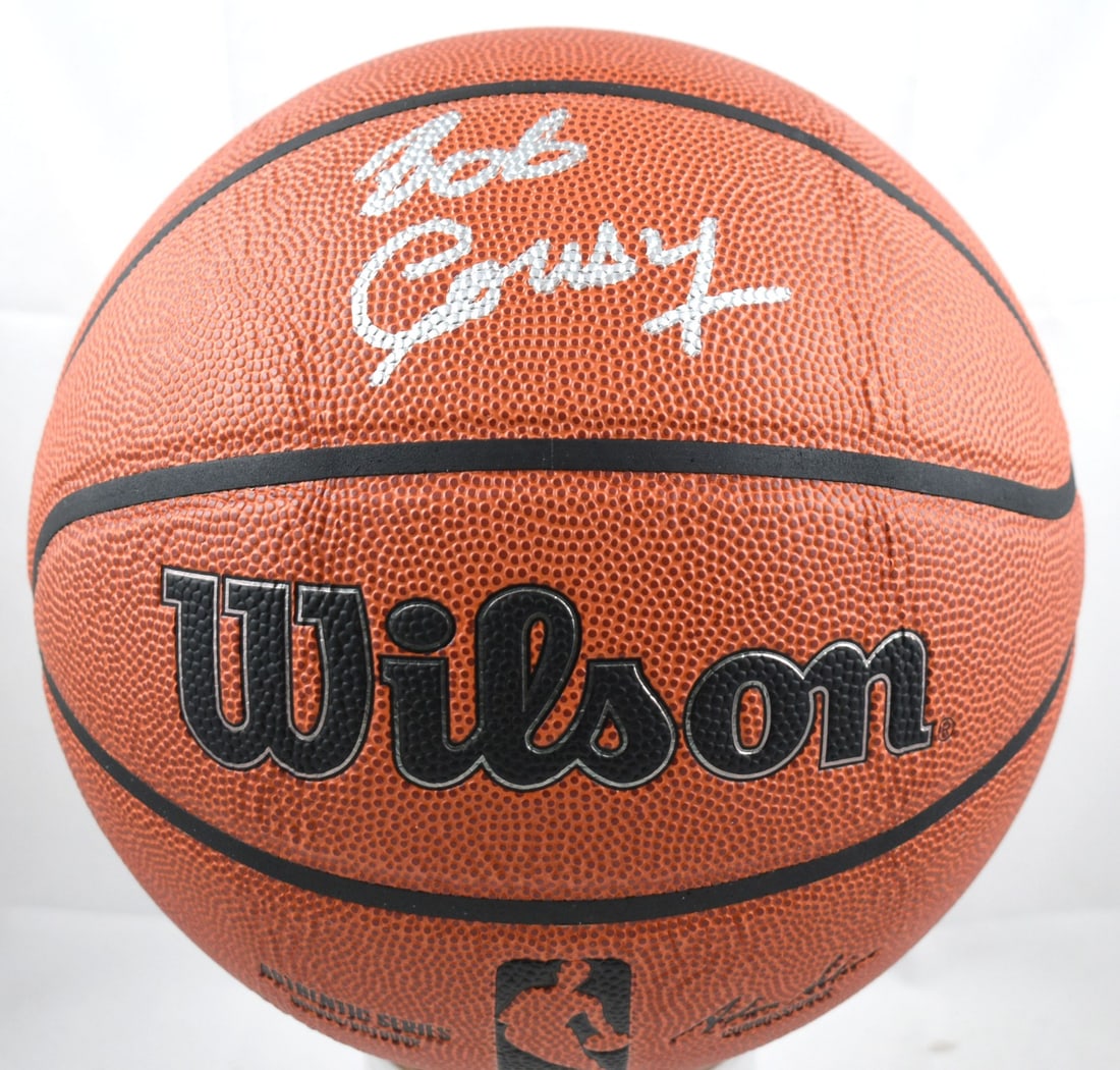Bob Cousy signed Wilson NBA basketball Beckett hologram: Bob Cousy signed Wilson NBA basketball Beckett hologram This is an authentic NBA Wilson basketball autographed by Bob Cousy. The basketball features a Beckett Witnessed Hologram for added assurance. I