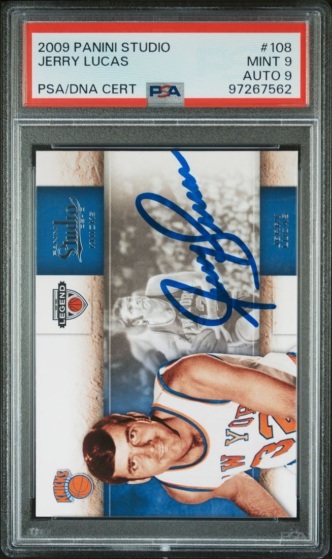 2009 Panini Studio #108 Jerry Lucas Signed Card PSA/DNA Mint 9 AUTO 9 Knicks (1 of 2)