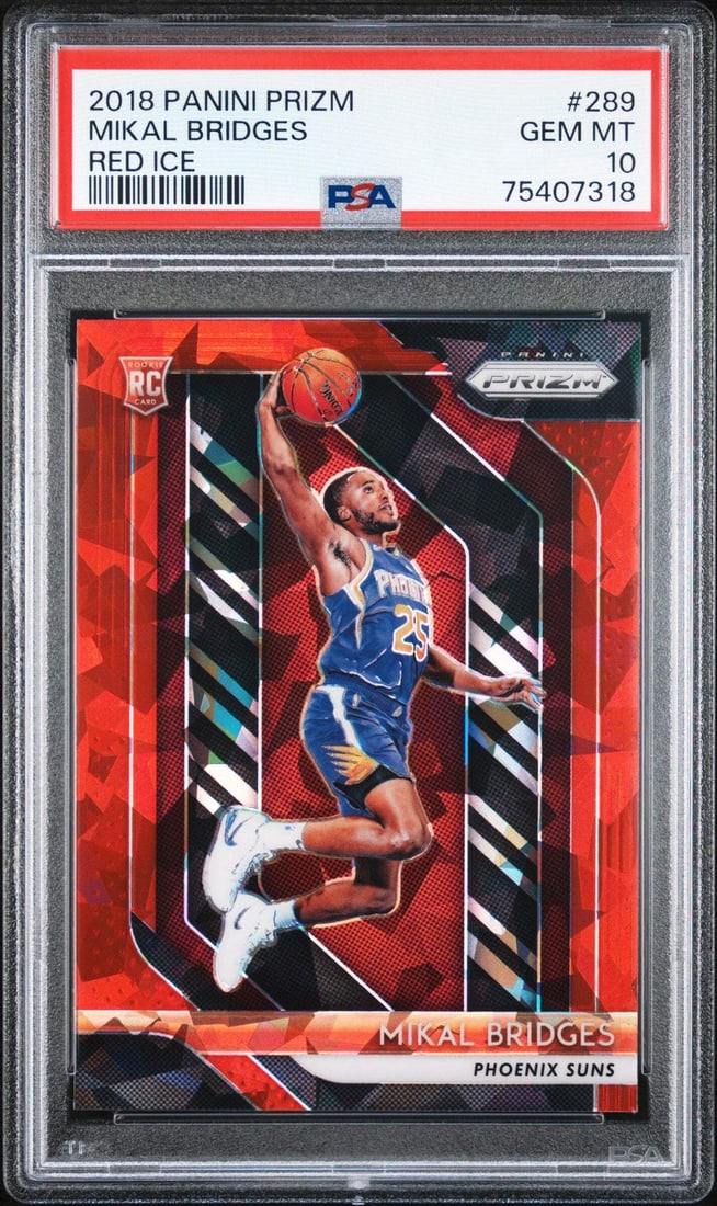 2018 Panini Prizm Mikal Bridges #289 Red Ice Rookie PSA 10 Card (1 of 2)