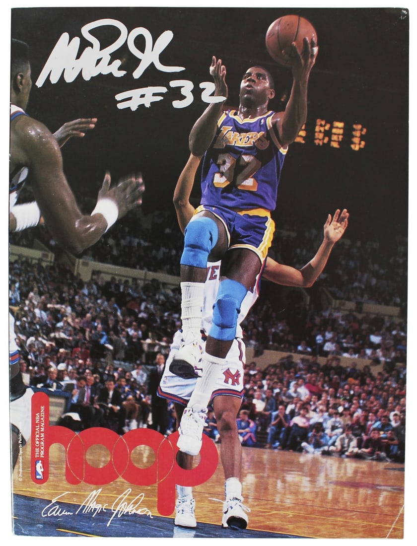 Magic Johnson Autographed 1992 Lakers Jersey Retirement Program Beckett Witnessed (1 of 6)