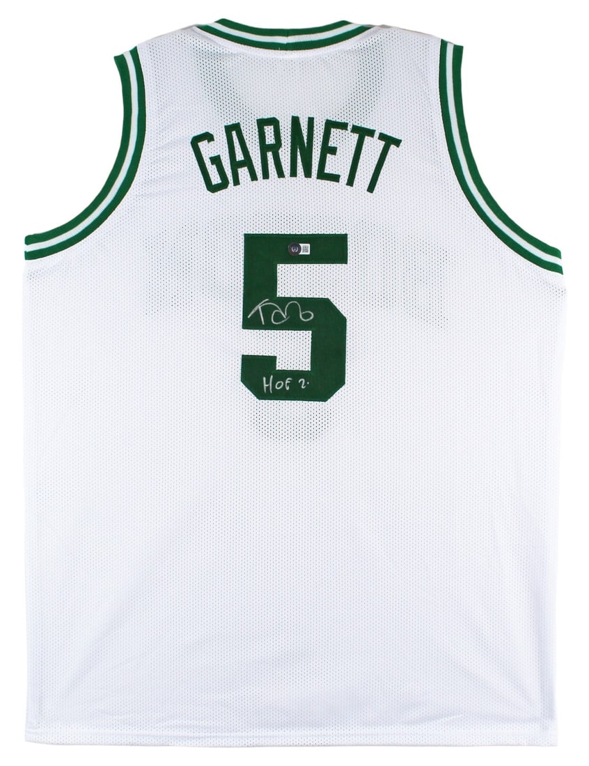 Kevin Garnett Signed White Pro Style Jersey HOF 2020 BAS Authenticated: Kevin Garnett Signed White Pro Style Jersey HOF 2020 BAS Authenticated Celebrate the legacy of Kevin Garnett with this authentic, signed Boston Celtics white pro style jersey, featuring the inscriptio