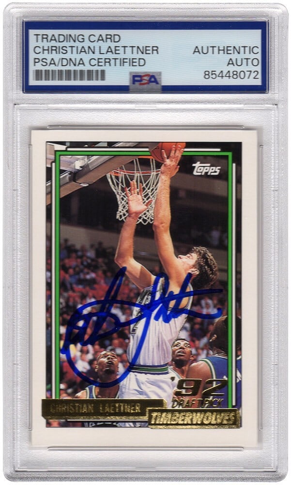 Christian Laettner Signed 1992-93 Topps Gold Rookie Card #334 PSA (1 of 2)