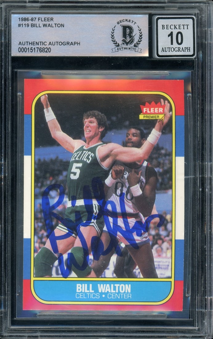 Bill Walton 1986 Fleer Basketball Card Boston Celtics BGS Autograph 10 (1 of 2)