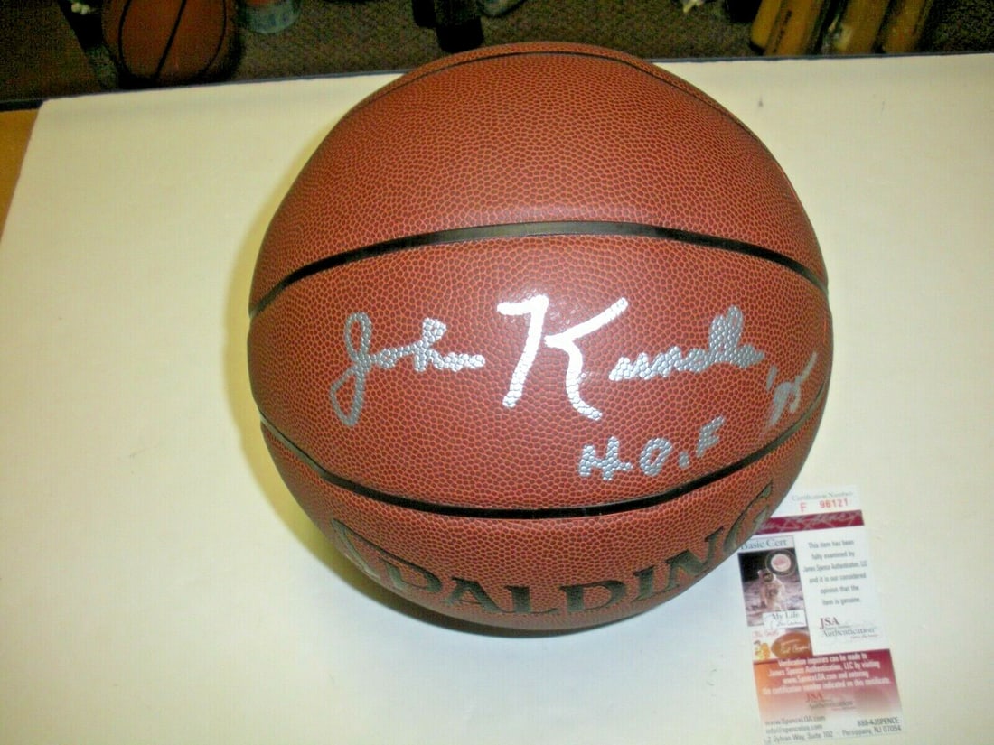 Basketball Signed by Hall of Famer John Kundla with JSA COA: Basketball Signed by Hall of Famer John Kundla with JSA COA This pre-owned basketball is signed by John Kundla, the Hall of Fame coach of the Minneapolis Lakers. The autograph comes with JSA/COA authe