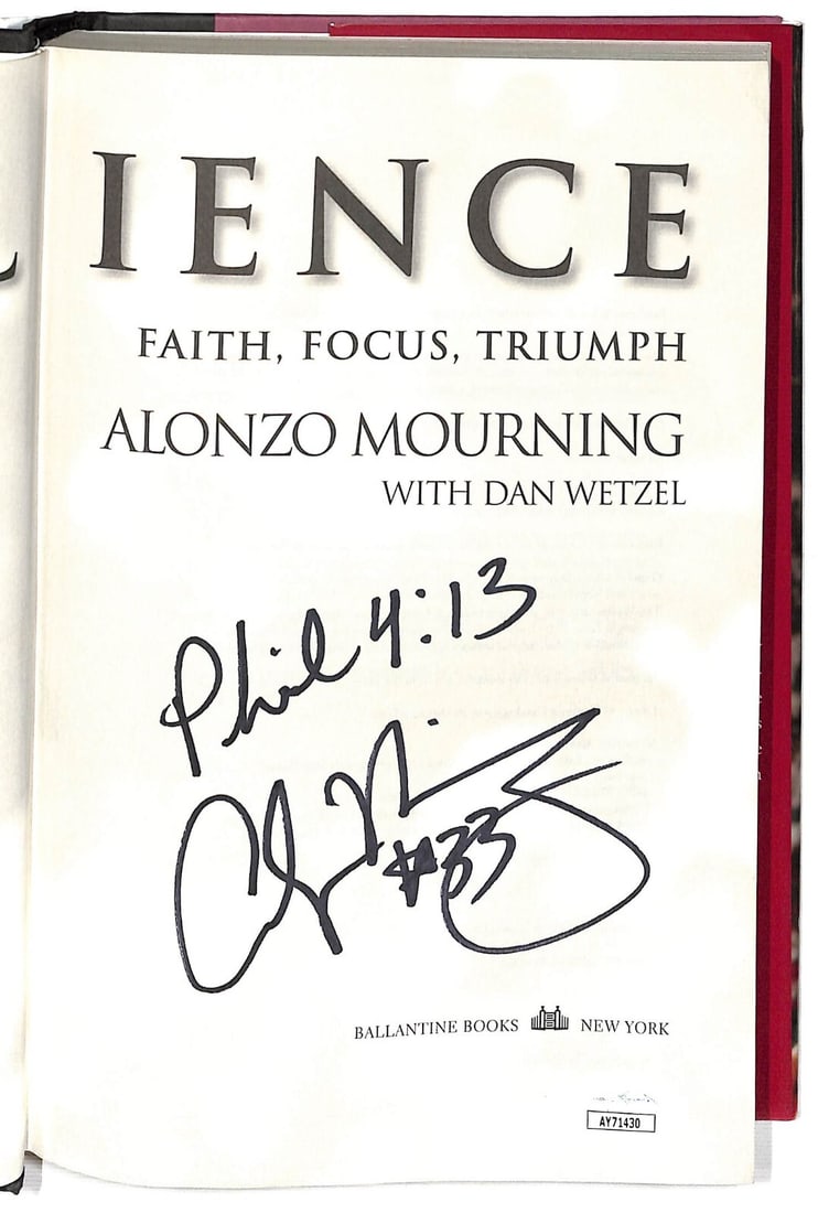 Alonzo Mourning Signed Resilience Book Miami Heat JSA Authenticated (1 of 4)