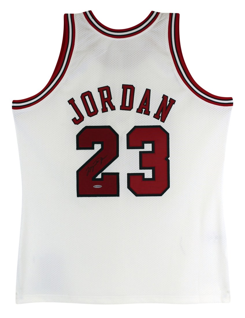Michael Jordan Autographed 1997-98 White Authentic Bulls Jersey UDA COA: Michael Jordan Autographed 1997-98 White Authentic Bulls Jersey UDA COA This authentic 1997-98 White Nike Hardwood Classics Chicago Bulls jersey is personally signed by Michael Jordan. The jersey is s
