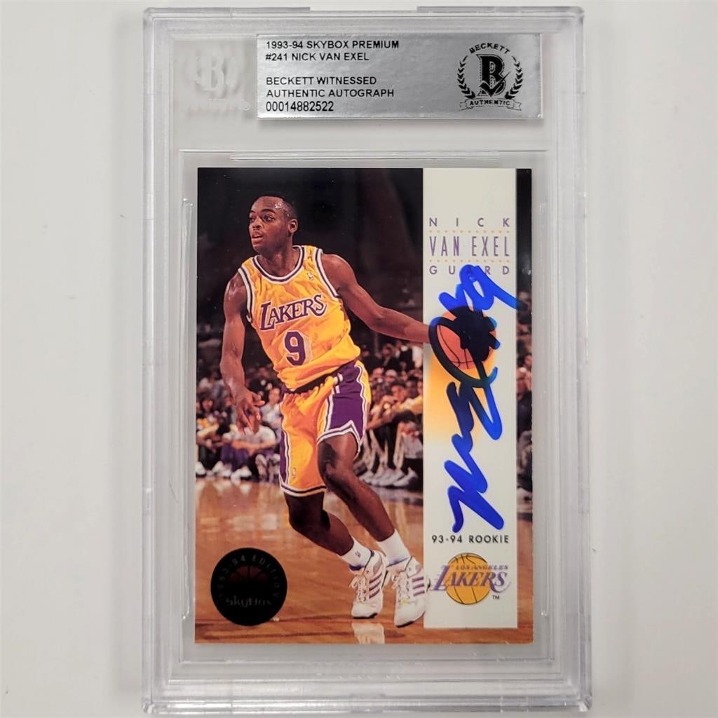 1993-94 Skybox Nick Van Exel Signed Rookie Card Beckett BAS Authenticated: 1993-94 Skybox Nick Van Exel Signed Rookie Card Beckett BAS Authenticated This is a 1993-94 Skybox rookie card featuring Nick Van Exel of the Los Angeles Lakers. The card is hard signed by Nick Van Ex