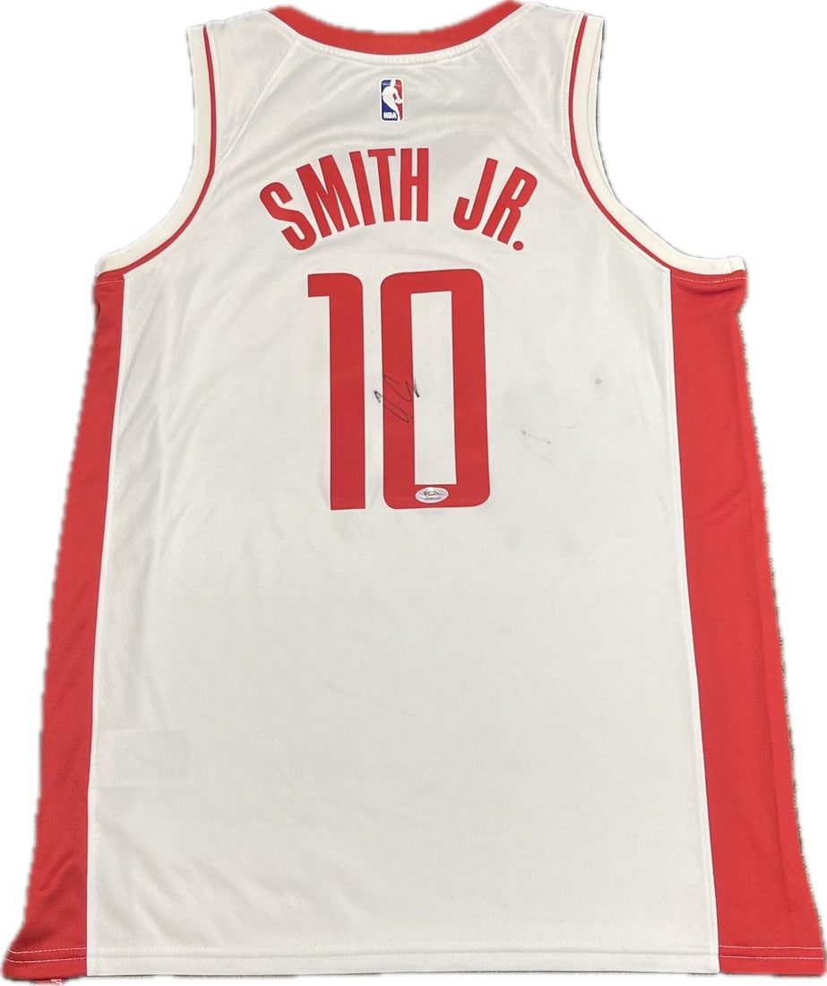PSA DNA authenticated Jabari Smith Jr Houston Rockets jersey signed: PSA DNA authenticated Jabari Smith Jr Houston Rockets jersey signed This is a Houston Rockets jersey autographed by Jabari Smith Jr. The signature has been authenticated by PSA/DNA, ensuring its authe