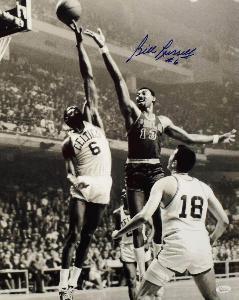 Signed Bill Russell Boston Celtics 16x20 Black White Photo JSA: Signed Bill Russell Boston Celtics 16x20 Black White Photo JSA This is an original 16x20 black and white photograph autographed by Bill Russell of the Boston Celtics. The signature has been authentica