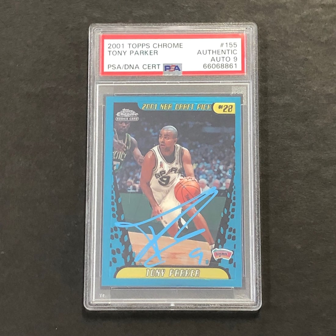 2001 Topps Chrome #155 Tony Parker Signed Rookie Card PSA Authenticated: 2001 Topps Chrome #155 Tony Parker Signed Rookie Card PSA Authenticated This listing features a 2001 Topps Chrome #155 sports trading card signed by basketball star Tony Parker, a key player for the S