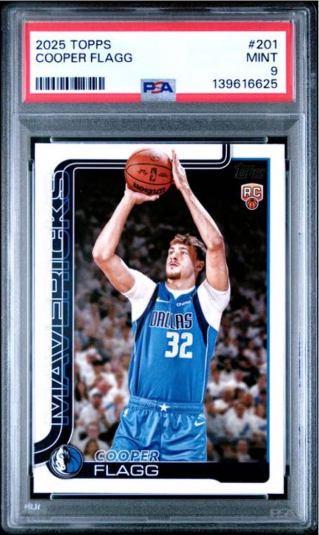 PSA 9 2025 Topps Cooper Flagg #201 Rookie Basketball Card Dallas Mavericks (1 of 2)