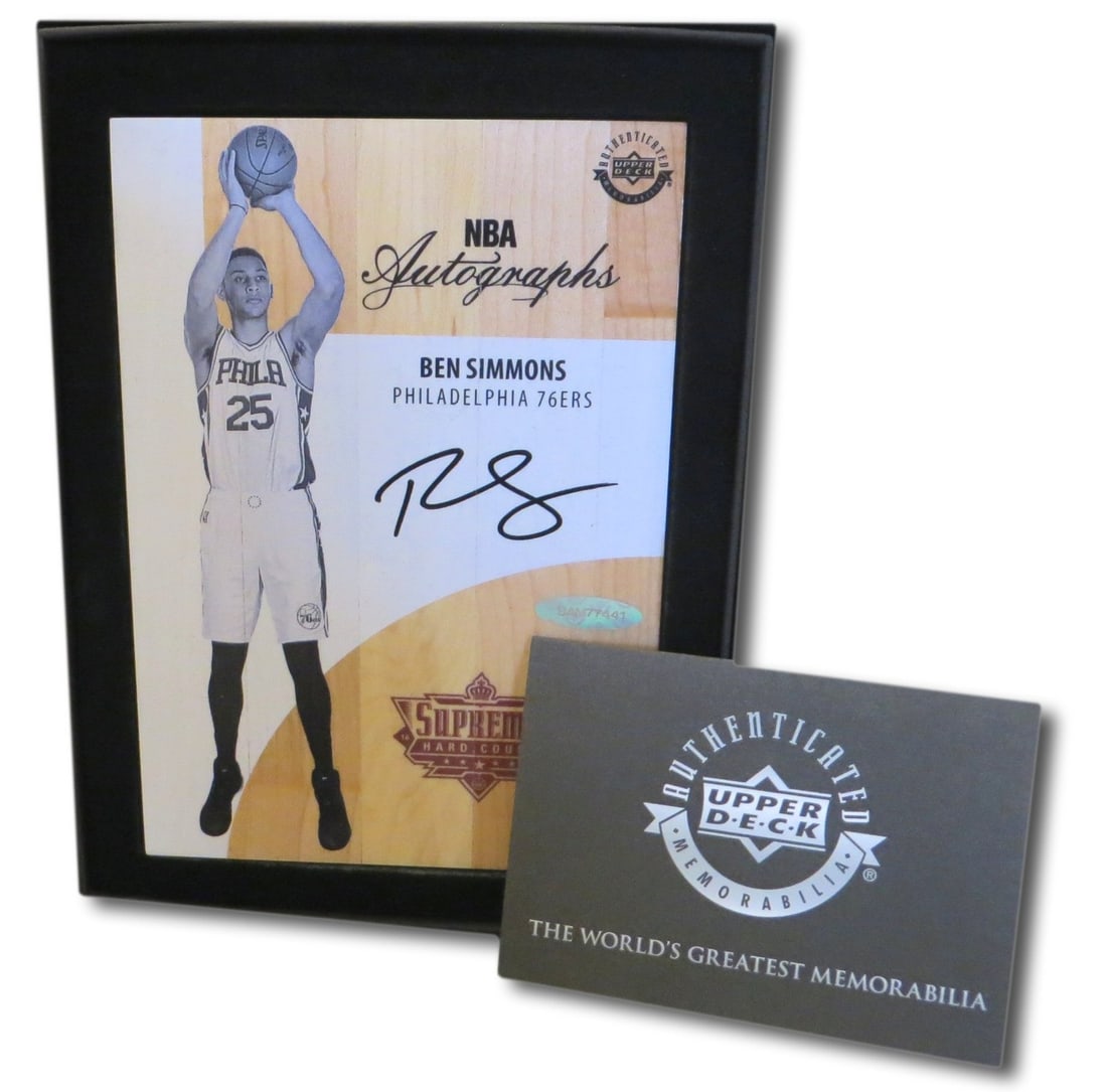 Ben Simmons Autographed Game Floor Philadelphia 76ers Upper Deck Certified (1 of 2)