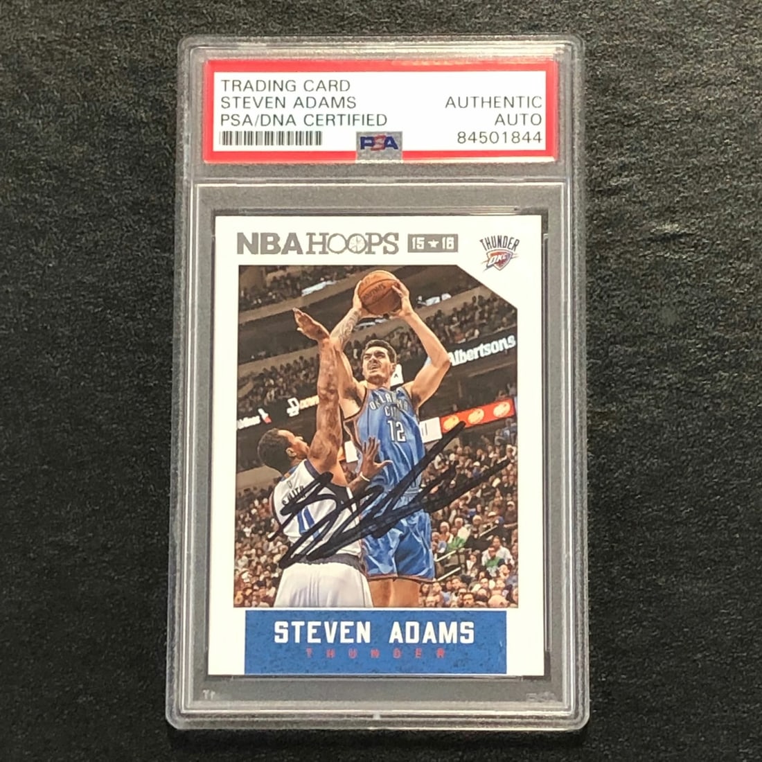 PSA DNA slabbed Steven Adams autographed 2015 16 NBA Hoops card #258 Thunder (1 of 2)