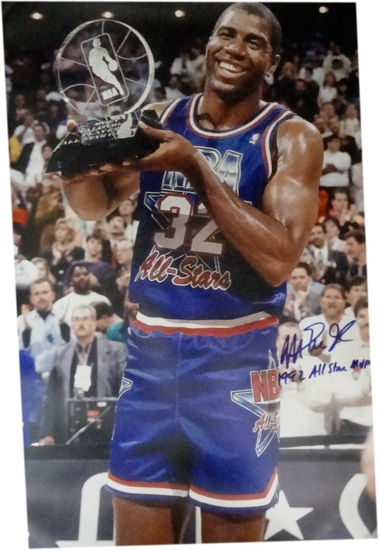 Magic Johnson Signed 20X30 Photo Lakers 1992 All Star JSA Authenticated: Magic Johnson Signed 20X30 Photo Lakers 1992 All Star JSA Authenticated Celebrate the legacy of Magic Johnson with this stunning autographed 20X30 photo commemorating his remarkable performance as the