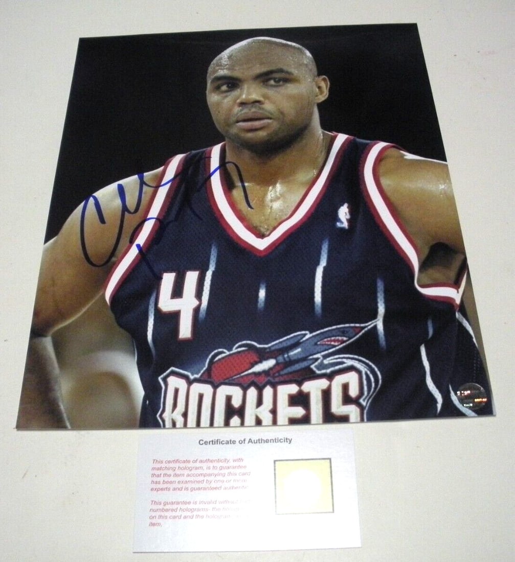 Charles Barkley Autographed 8x10 NBA Photo With COA Phoenix Suns Rockets MVP HOF: Charles Barkley Autographed 8x10 NBA Photo With COA Phoenix Suns Rockets MVP HOF This is an original 8x10 photo signed by Charles Barkley, commemorating his time with the Phoenix Suns and Houston Rock