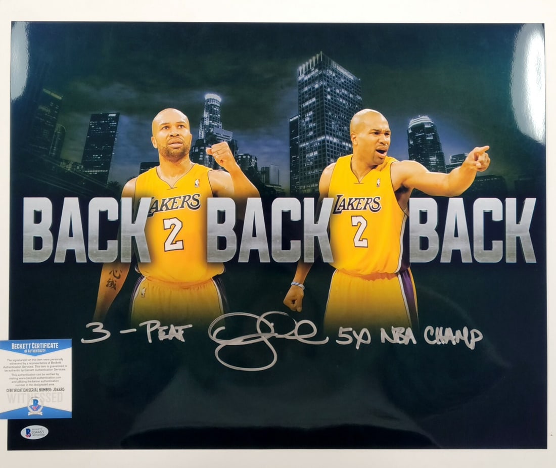 Derek Fisher Signed Lakers 16x20 Metallic Chrome Photo Beckett Authenticated (1 of 3)