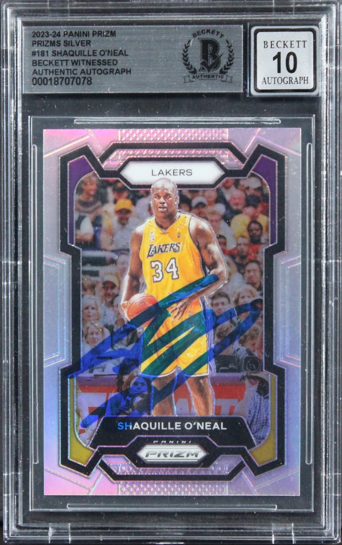 2023 Prizm Silver #181 Shaquille O'Neal Autographed Card BAS 10 Slabbed (1 of 2)