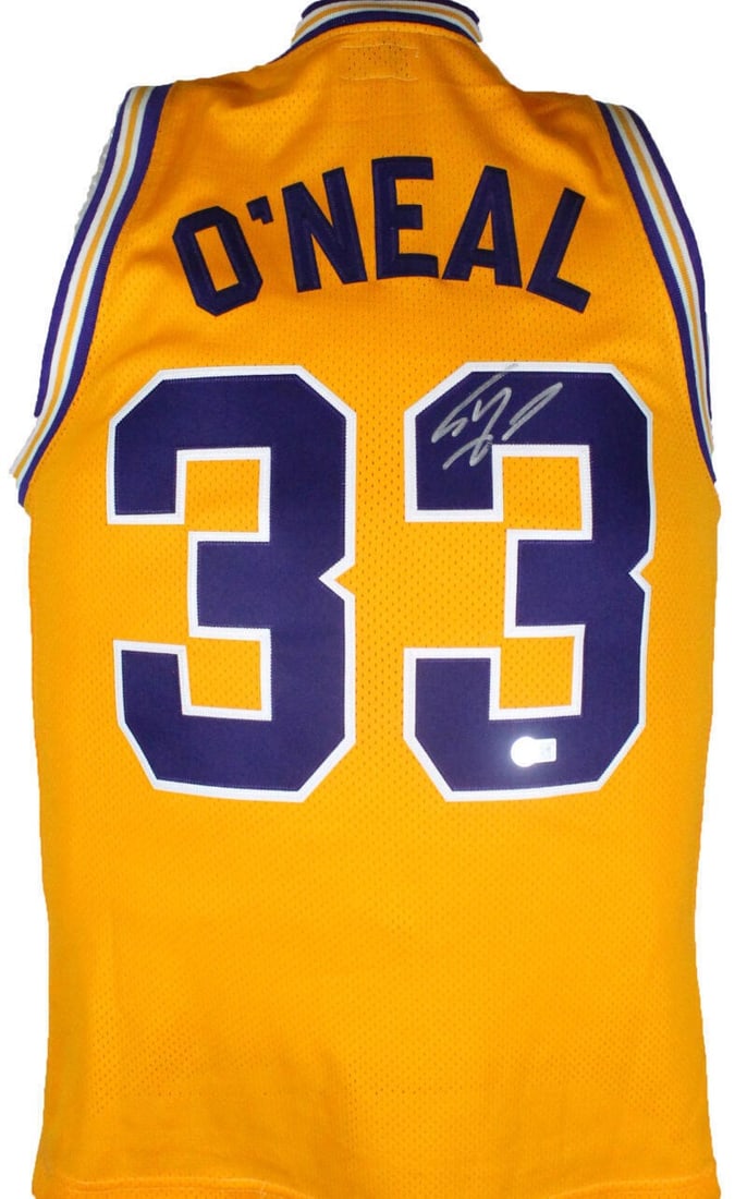 LSU Shaquille O'Neal signed Retro Brand jersey Beckett hologram: LSU Shaquille O'Neal signed Retro Brand jersey Beckett hologram This pre-owned LSU gold retro brand jersey features the authentic signature of Shaquille O'Neal. The autograph has been authenticated by