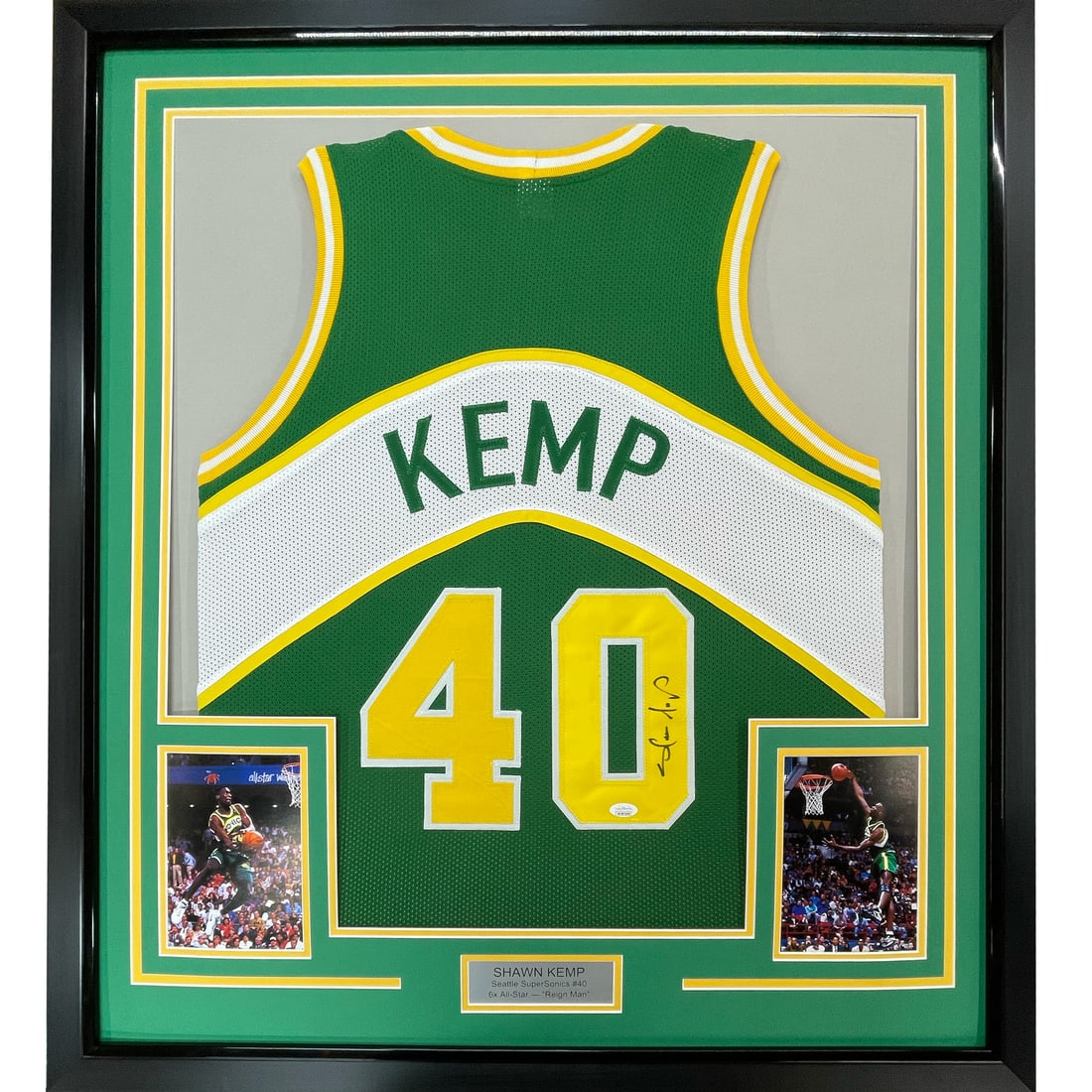 Shawn Kemp framed Seattle SuperSonics jersey JSA COA 33x42 (1 of 2)