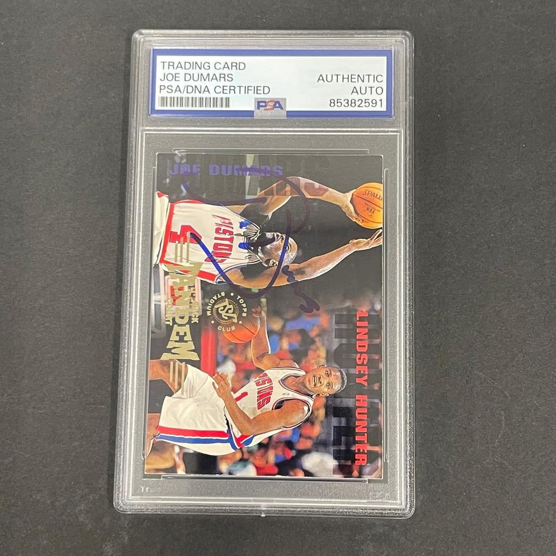 1996 Topps Stadium Club Joe Dumars Signed Card PSA 10: 1996 Topps Stadium Club Joe Dumars Signed Card PSA 10 This listing features a 1996 Topps Stadium Club #229 card signed by Joe Dumars, a celebrated player of the Detroit Pistons. The autograph has been